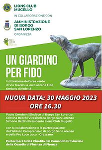 Giardino intitolato a Fido : inaugurazione domani 30 maggio